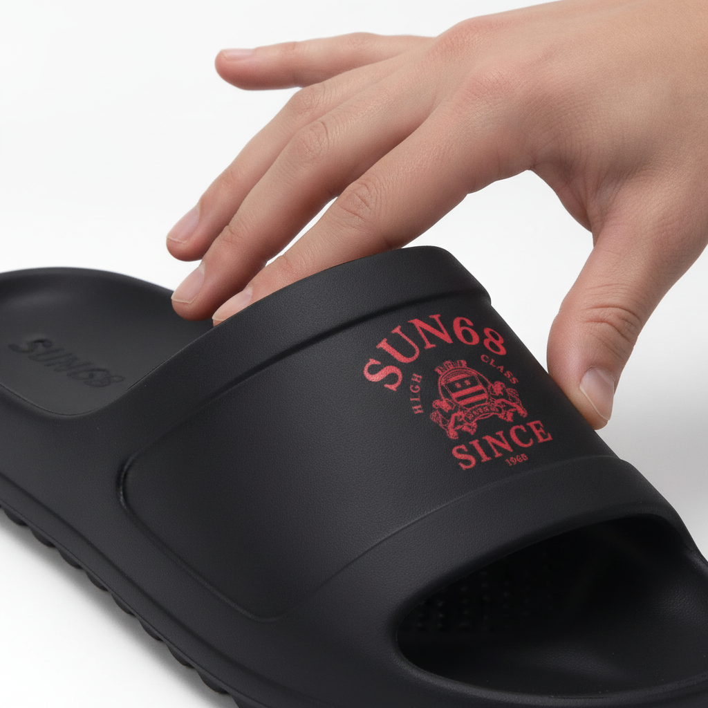 Detail logo authentique Sun68 Slippers Monoblock - original BirdNova Algerie