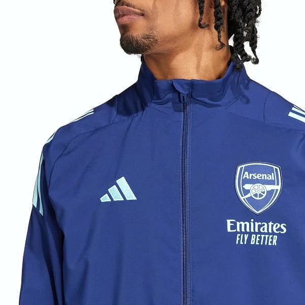 Adidas Veste Arsenal Marine, gros plan sur l'écusson Arsenal et le col montant, BirdNova Algérie