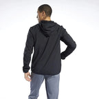 Reebok Veste Noire, vue de dos portée avec capuche, BirdNova Algérie